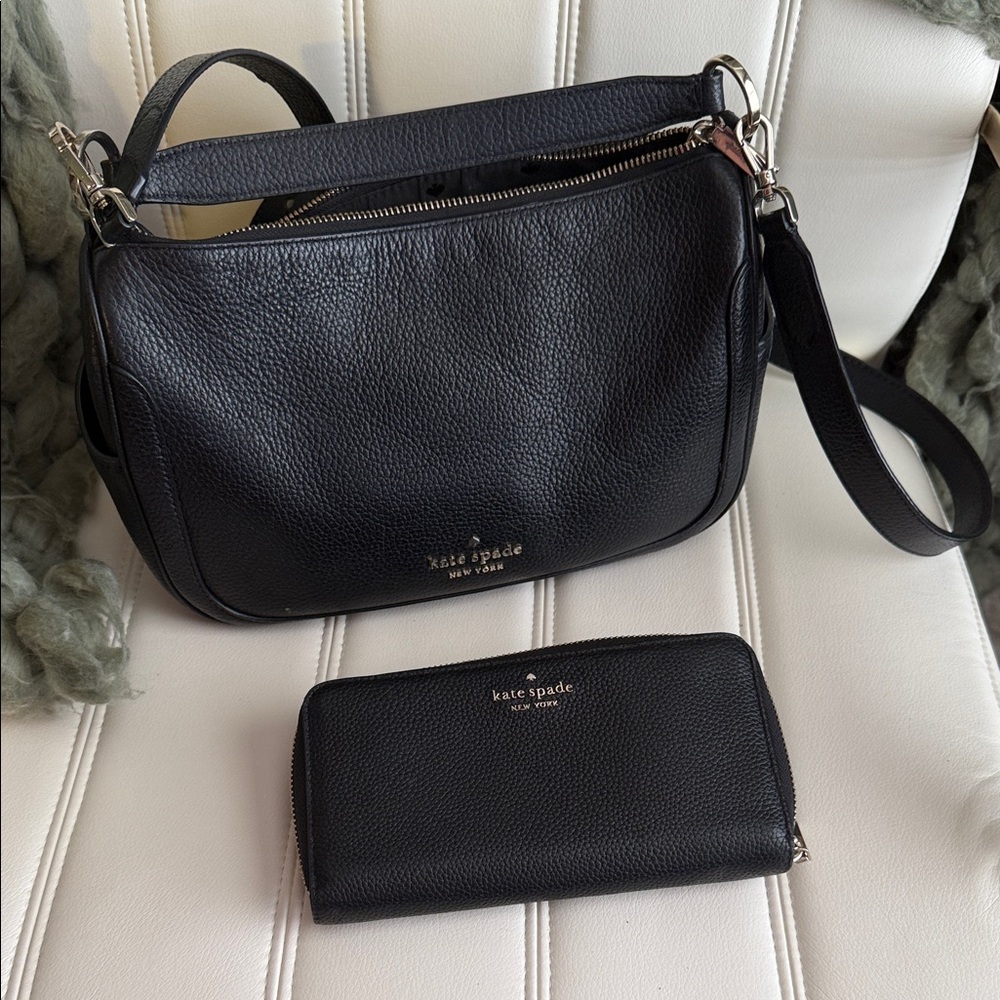 Kate Spade Black Pebbled Leather Crossbody Bag